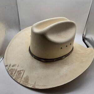 Larry Mahan's straw hat 10X Milano hat Co size 57 7 1/8